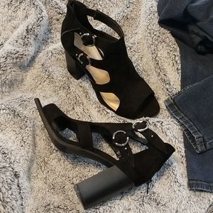 Apt. 9, Suede, Open-Toe Strappy Booties, 8